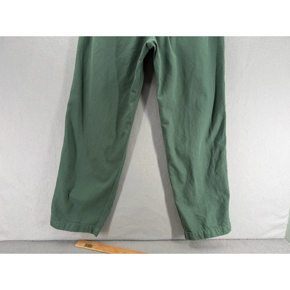 Muji Pants Womens M Green Kapok Pleated High-Waist Trousers Tapered Minimalist - Picture 5 of 13